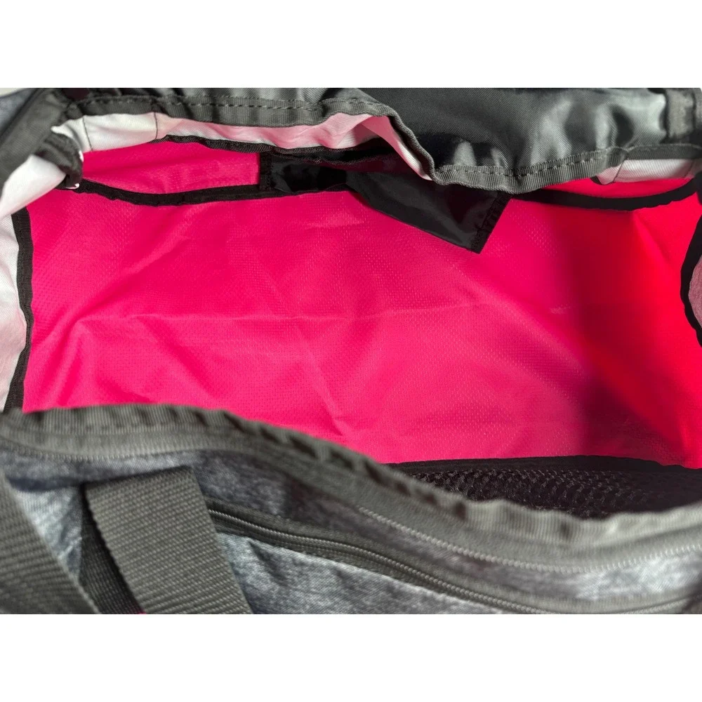 Adidas Duffel Bag Pink Grey Heathered Gym Travel Shoulder Bag Large Logo